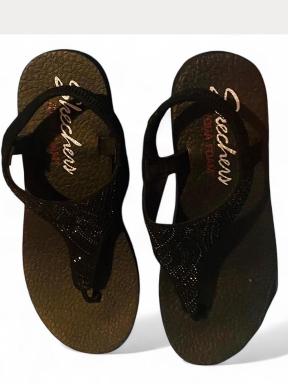 Sketchers rhinestone sling back thong with yoga, Yoga Foam cushioned /Size 9
